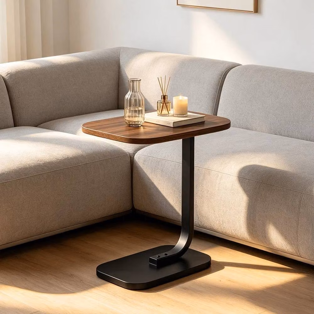 NESTLUNE C-Shaped Side Table and Sofa End Table in Brown – 2