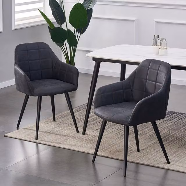 MCC Direct Adrian Set of 2 Black Faux Suede Fabric Kitchen Dining Chairs – 1