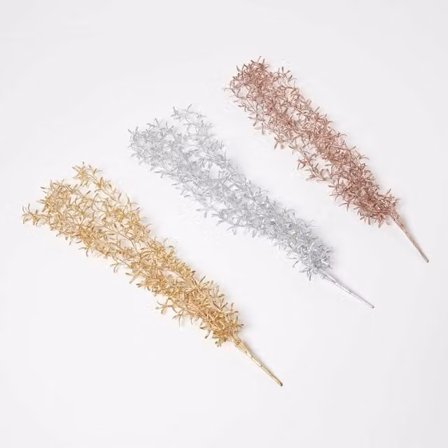 Homescapes Silver and Gold Mistletoe Garland Set of 3, Length: 53 cm