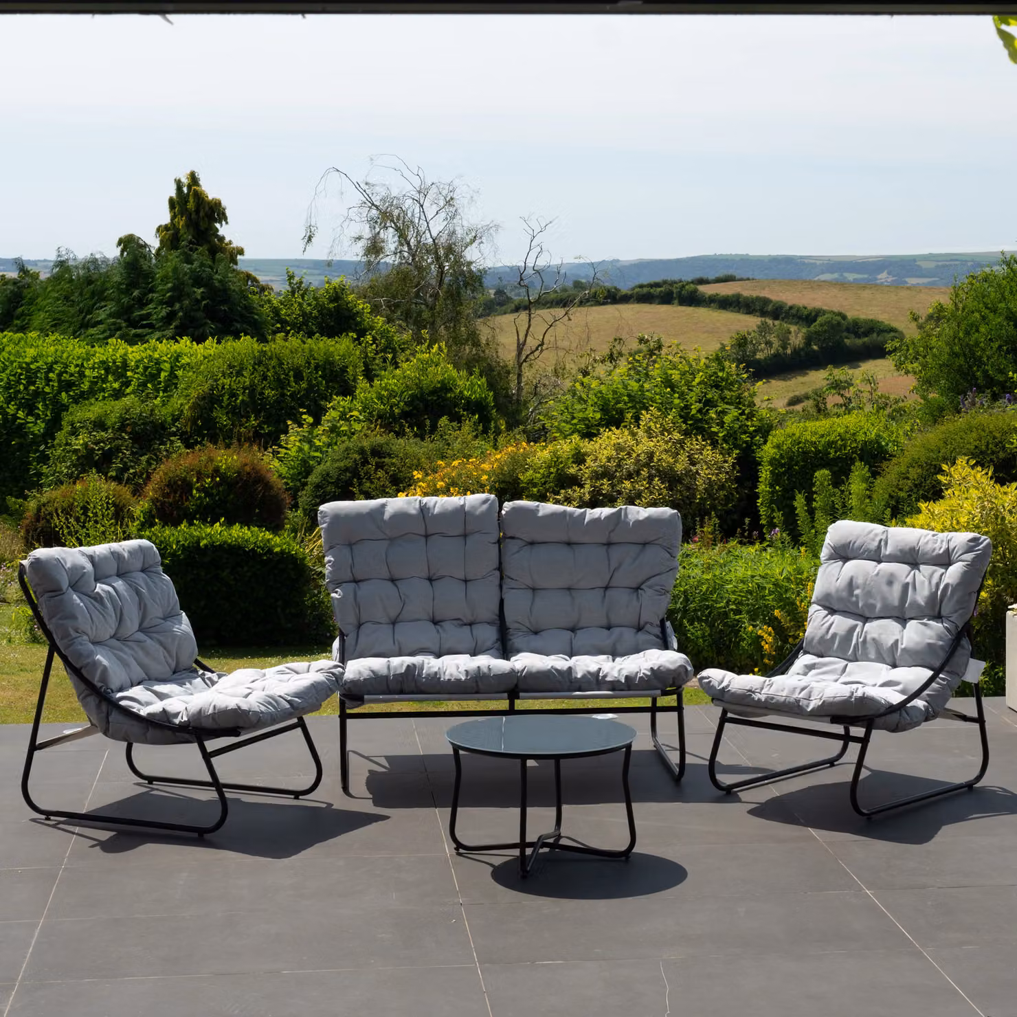 Artemis Home Aregno Modern Metal Outdoor Seating Set in Grey and Black – 3