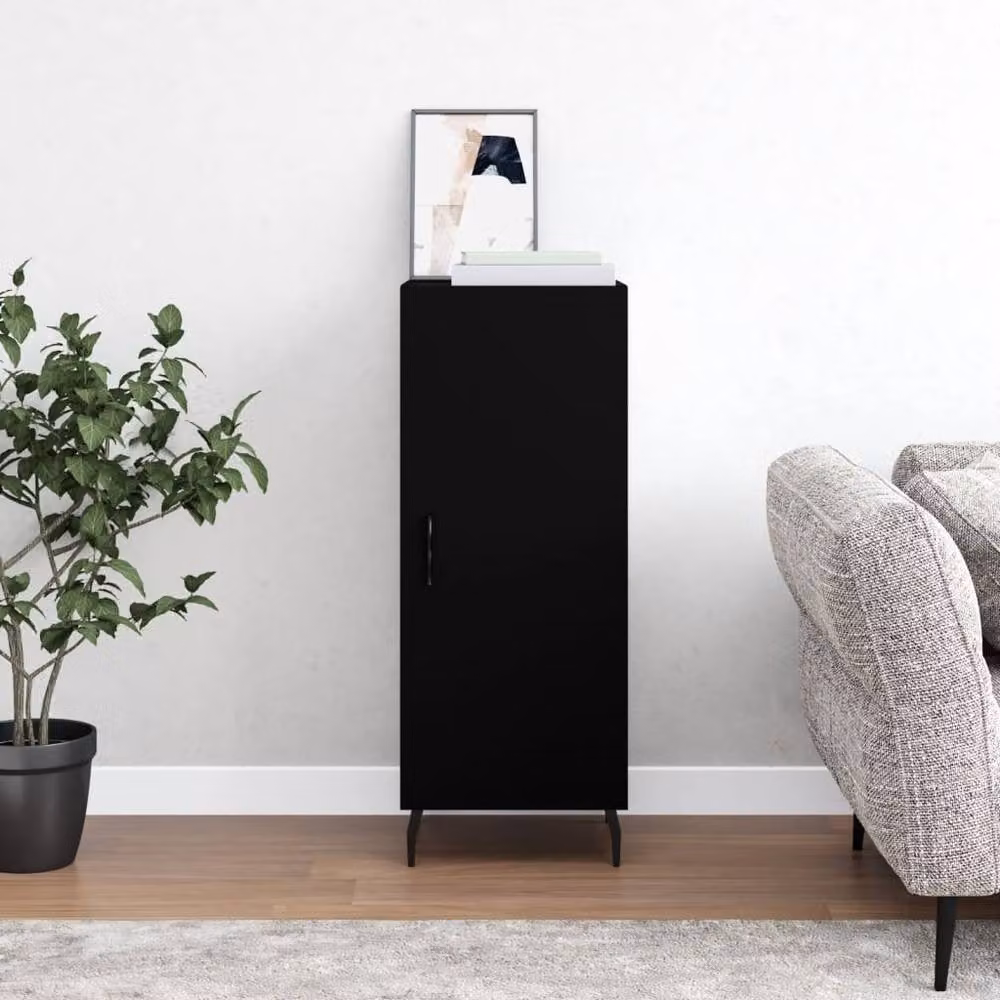 Berkfield Home Modern Black Matt Sideboard, W/D/H: 34.5 x 34.0 x 90.0 cm – 2
