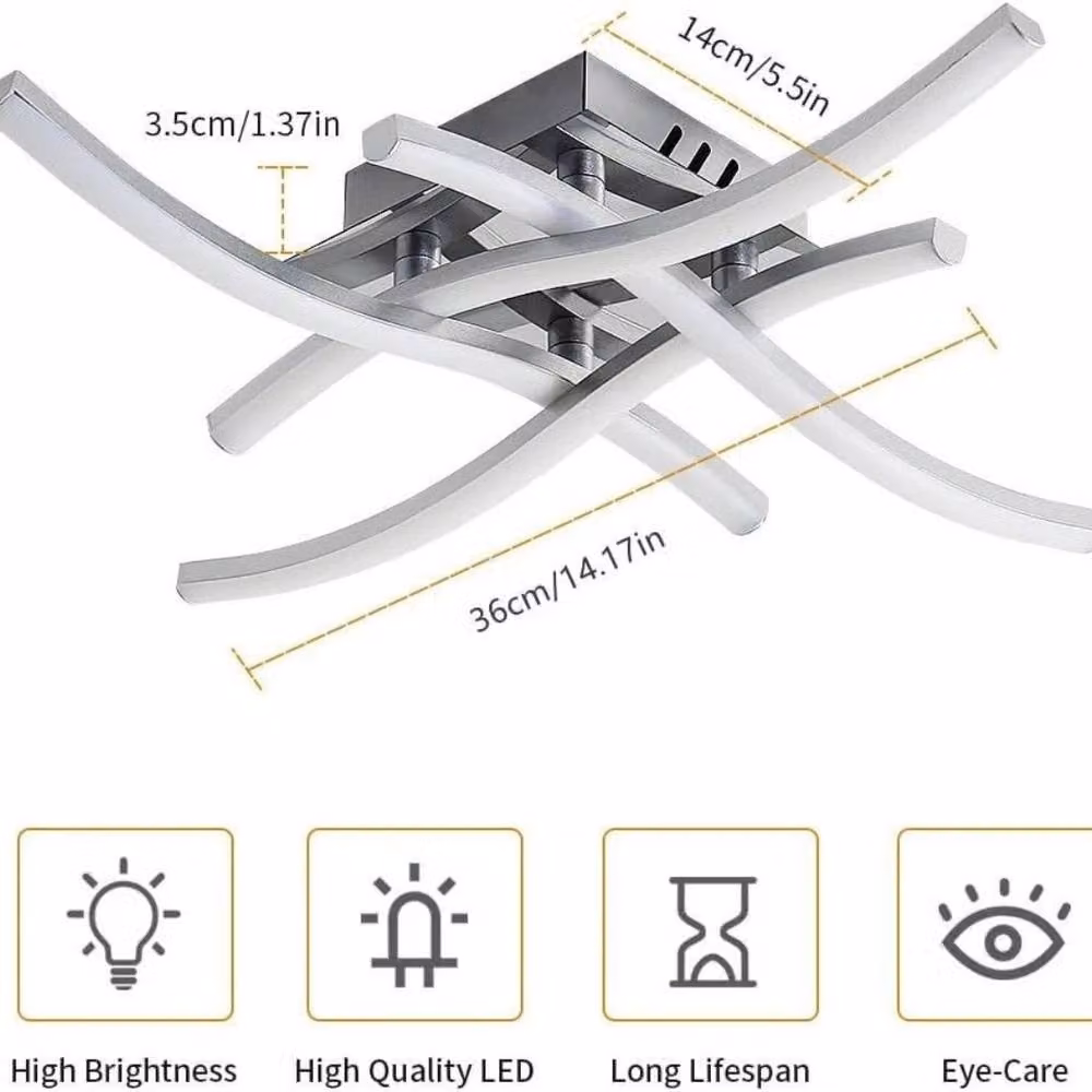 Kelvenix Modern Dimmable LED Ceiling Light in White and Silver with Remote Control – 2