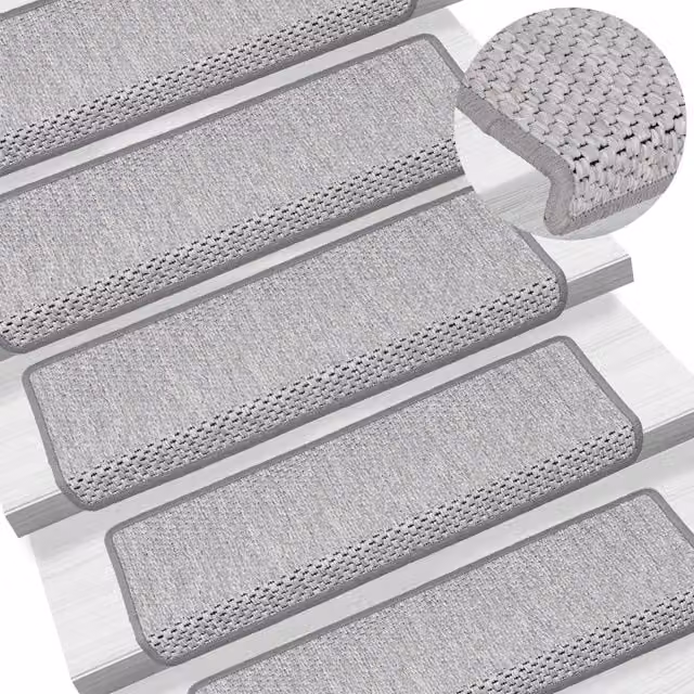 Berkfield Home Self-adhesive Sisal-Look Stair Mats, 15 Pieces, Beige, W: 65 cm, D: 21 cm, H: 4 cm