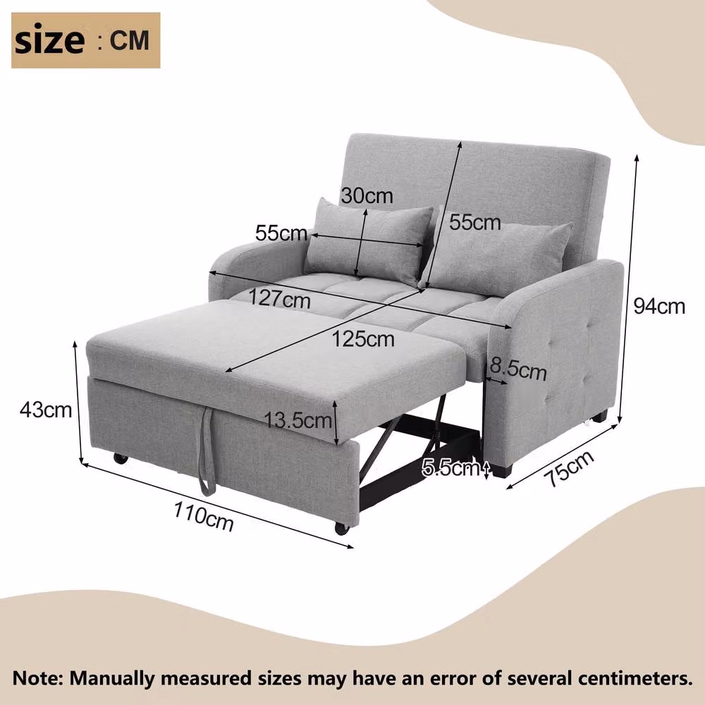 ModernLuxe Convertible Folding Sofa Bed with Adjustable Backrest and Daybed in Dark Grey – 3