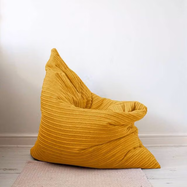 rucomfy Jumbo Cord Bean Bag Floor Cushion in Yellow