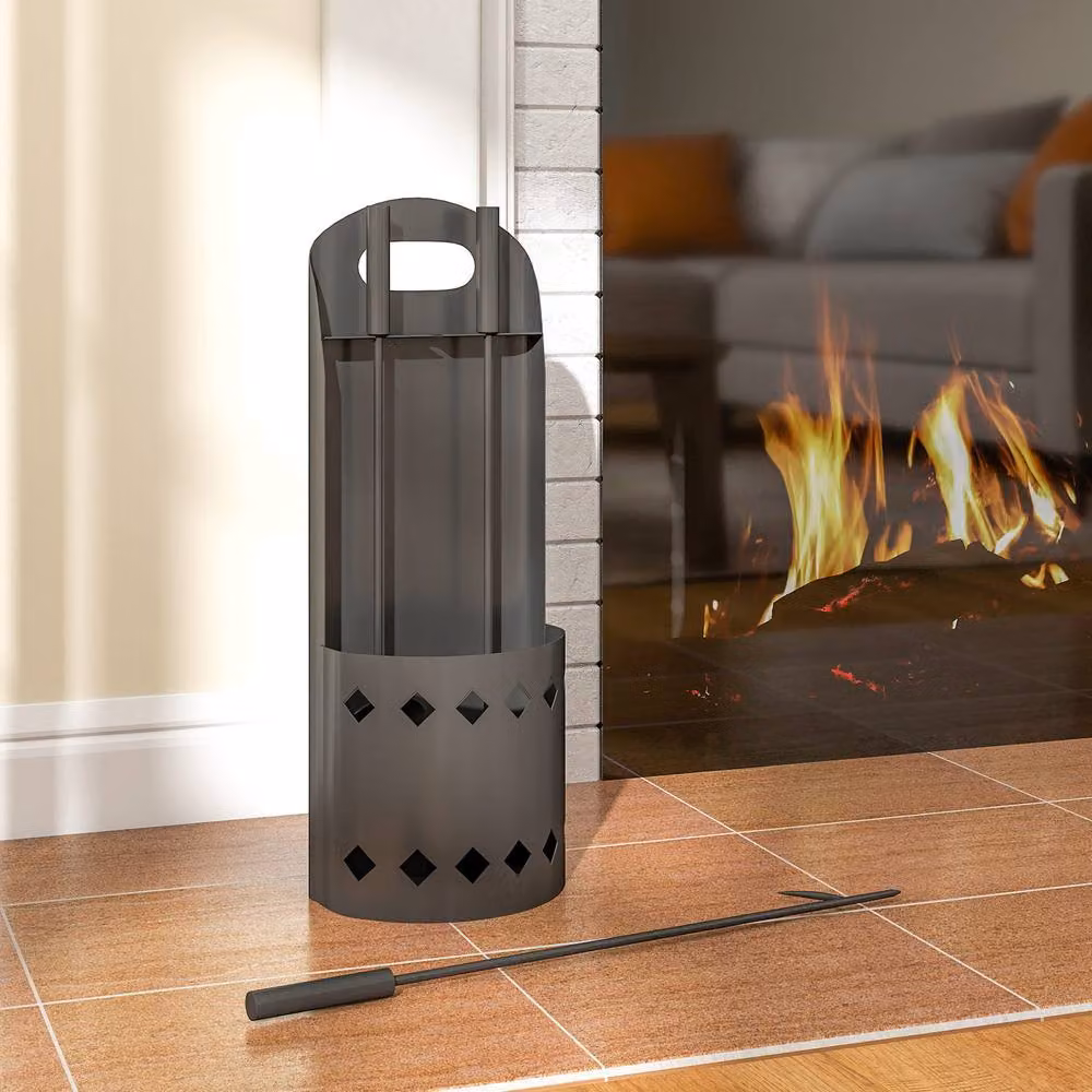 STILVORA Fireplace Companion Set with Bucket and 4 Tools in Black – 9