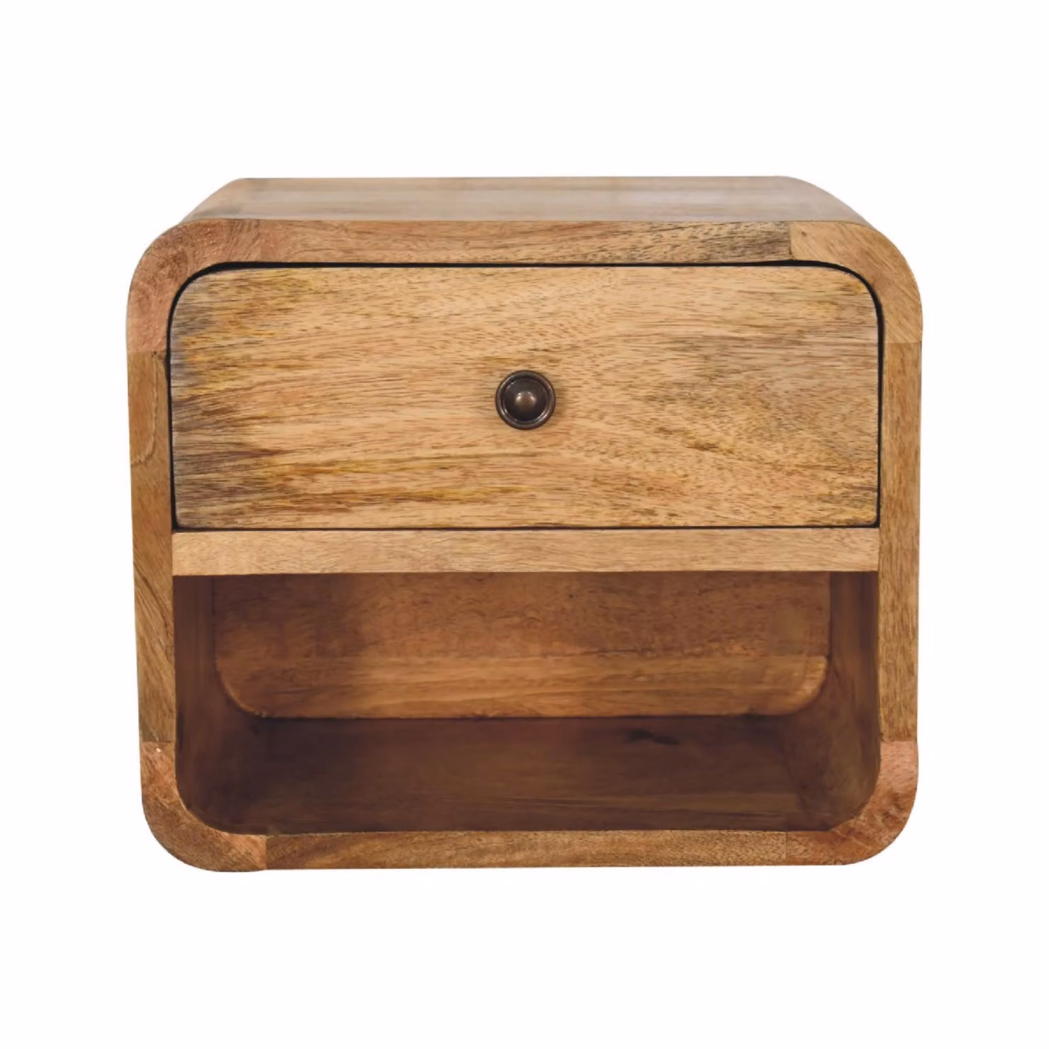 Aosom UK Solid Wood Mini Floating Bedside Table with Drawer and Open Shelf, Brown, W/D/H: 30 x 25 x 25 cm – 2