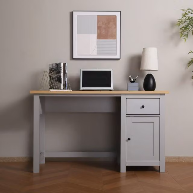 Home Garden Direct Wiltshire Modern Computer Storage Desk in Grey