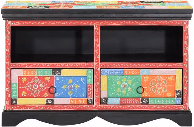 Berkfield Home Multicolour Wood Media Storage Cabinet in Black – 1