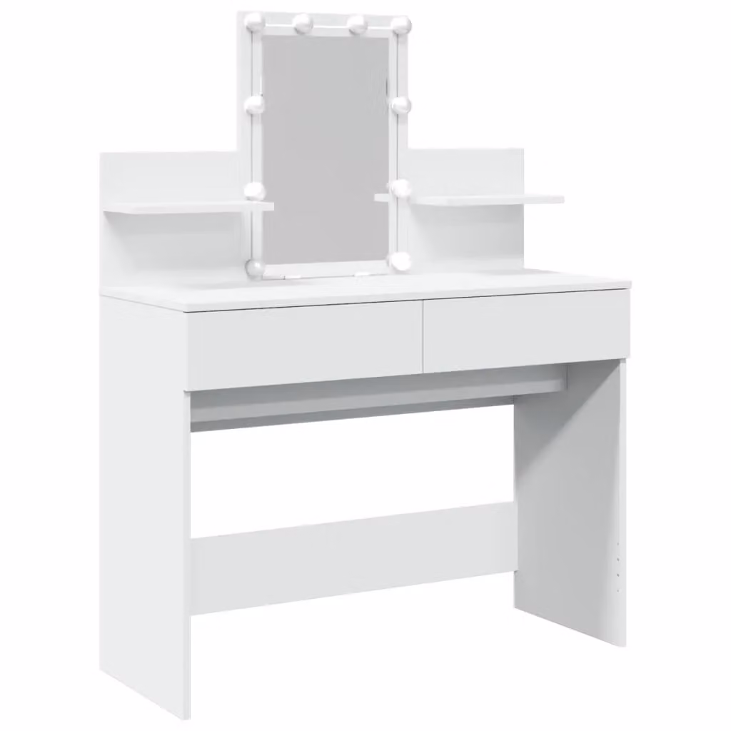 Berkfield Home Hollywood LED Dressing Table in White, W/D/H: 100 x 40 x 130 cm – 2