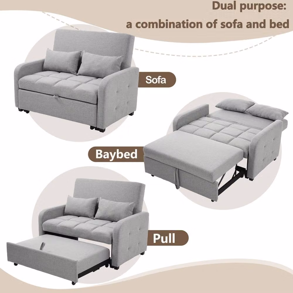Rolipo 2 Seater Multifunctional Folding Sofa Bed in Dark Grey with Adjustable Headrest and Scatter Cushions – 4