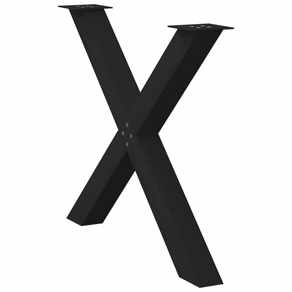 Berkfield Home Modern X-Shaped Dining Table Legs, 2 Piece Set, Black Matt Steel, H: 73 cm, W: 90 cm – 3