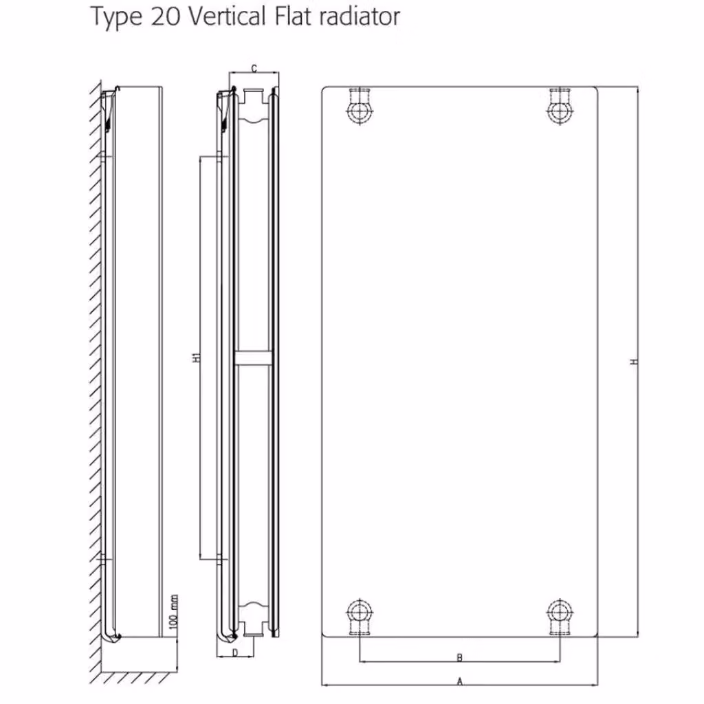 Clifton White Vertical Double Panel Radiator Type 20 H x W: 180 x 60 cm – 3