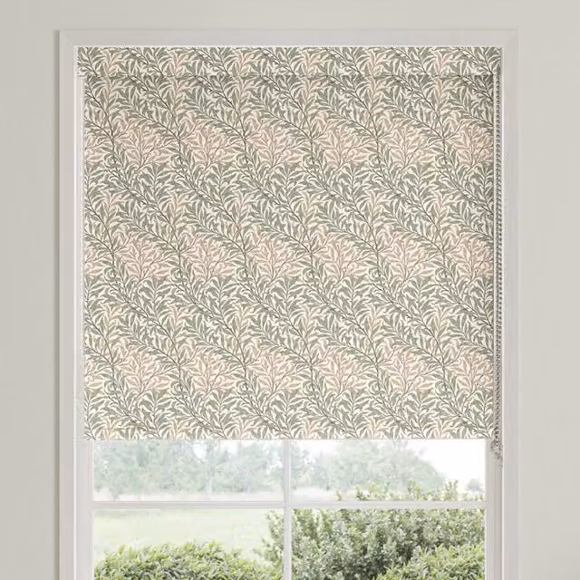 William Morris Willow Bough Semi-Transparent Made To Measure Roller Blind in Sage Green and Multicolour Floral Pattern