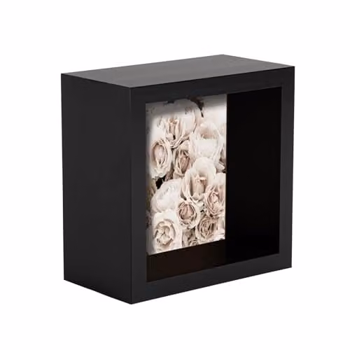 Nicola Spring Minimalist 3D Shadow Box Photo Frame, Black, W/D/H: 10 x 10 x 6 cm