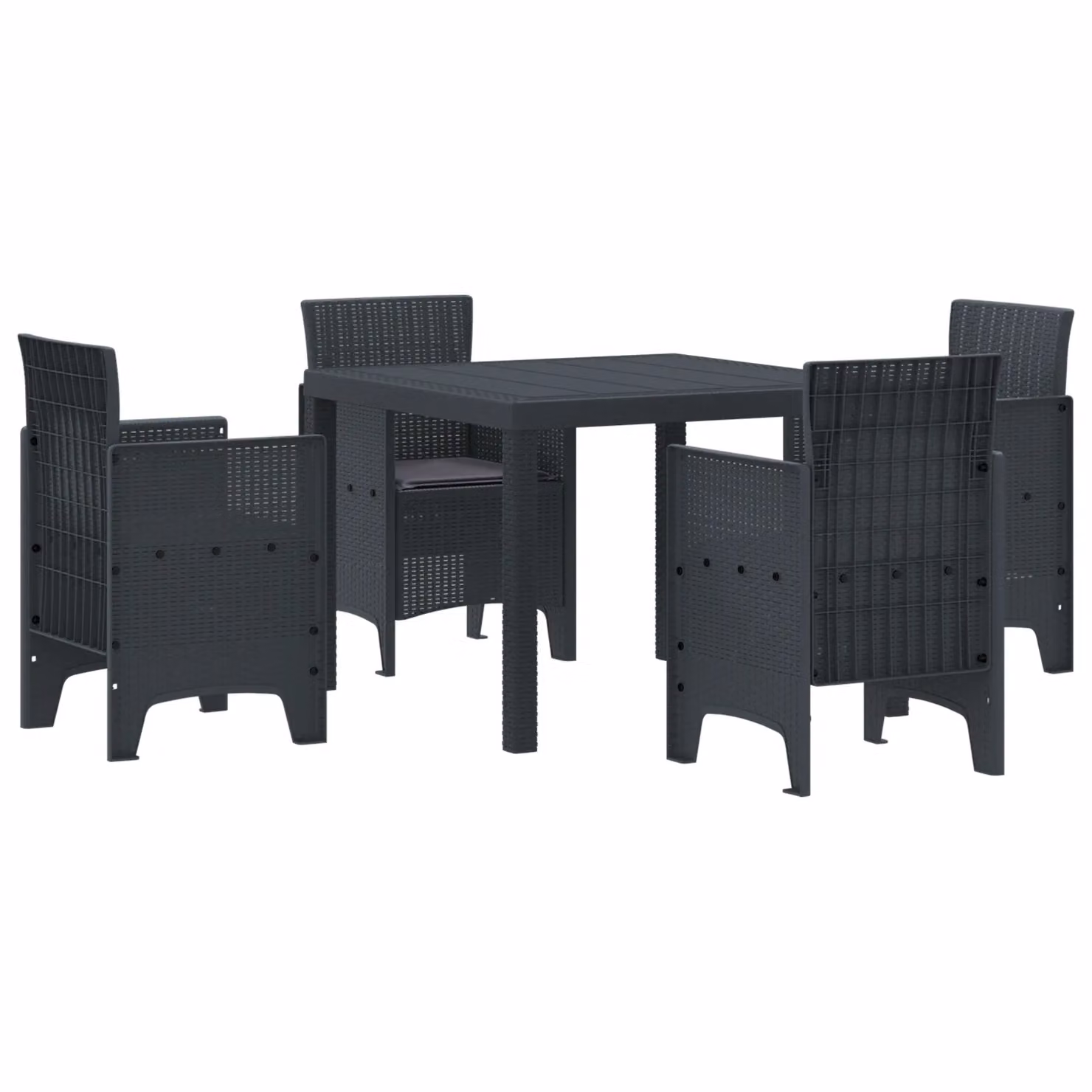Berkfield Home 5 Piece Anthracite Poly Rattan Garden Dining Set with Cushions – 2