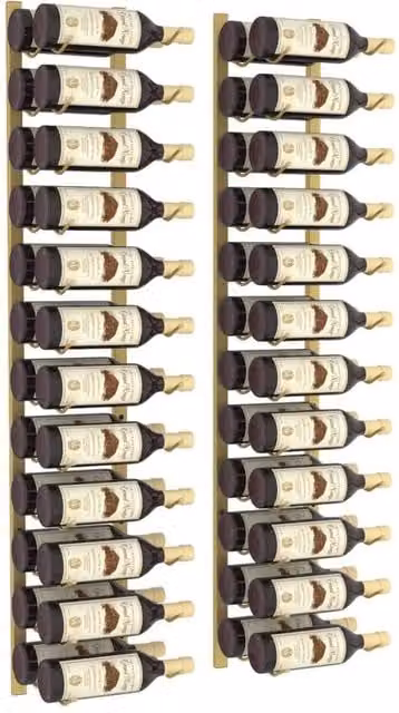 Berkfield Home Wall Mounted Gold Metal Wine Rack for 24 Bottles, Set of 2 – 1