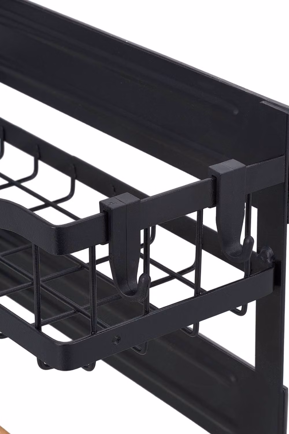 Living and Home Magnetic Fridge Storage Rack Organiser with Hooks and Roll Holder, Black – 3