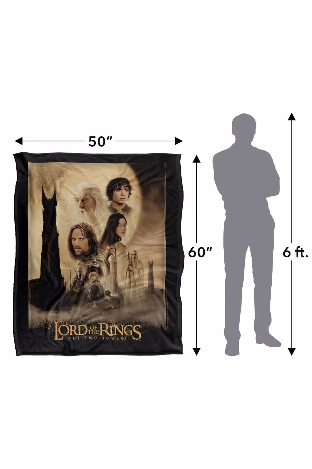 Warner Bros. Lord of the Rings The Two Towers Super Soft Fleece Throw Blanket, Multicolour, W: 91.44 cm x D: 91.44 cm – 8