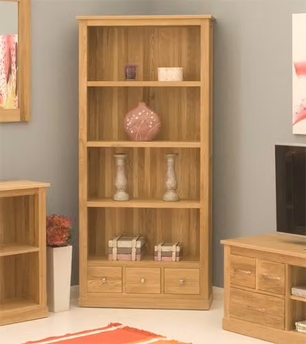 Baumhaus Mobel Oak Large 3 Drawer Bookcase in Brown – 2