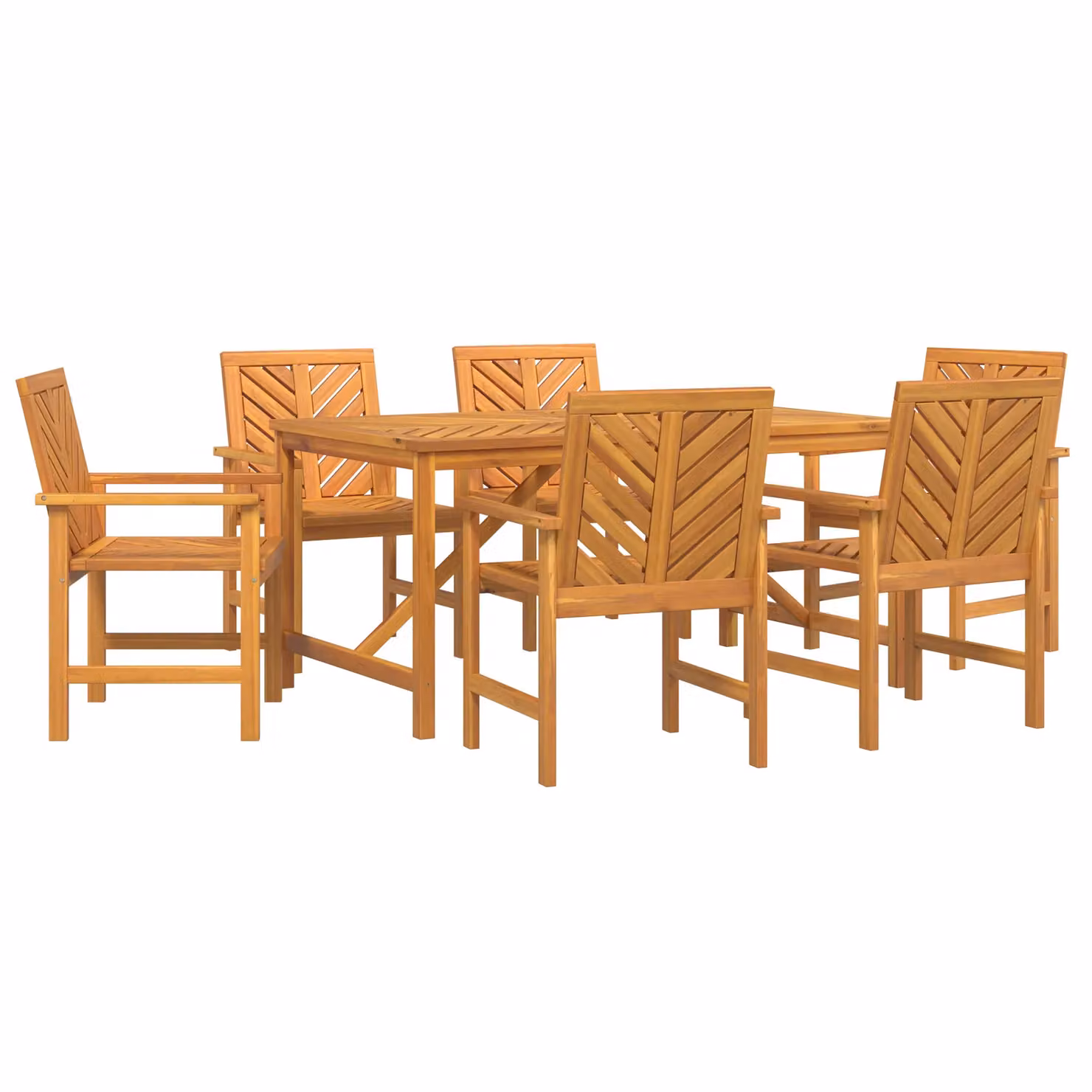 Berkfield Home 6 Piece Modern Geometric Garden Dining Set in Brown Solid Acacia Wood – 2