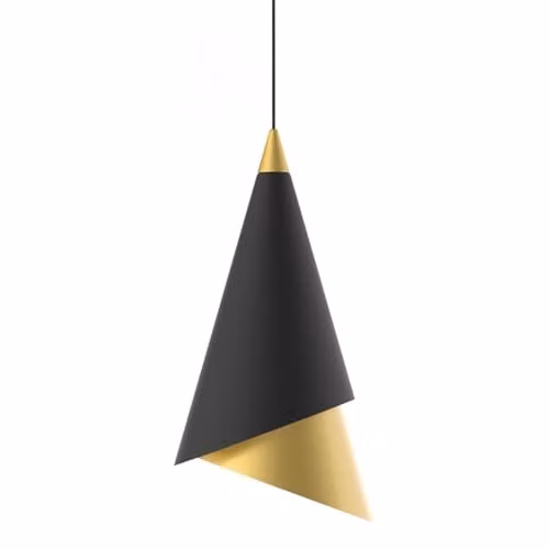 Netlighting Modern LED Suspended Cone Pendant Lamp in Black and Gold/Brass with Warm White 3000K Light