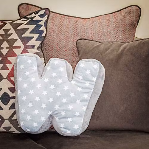 Replicushion Alphabet Letter Cushion with Grey Stars in White and Grey – 2
