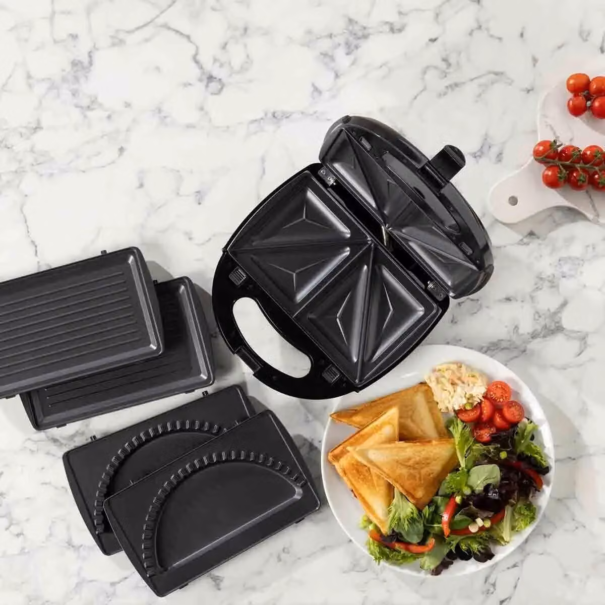 Daewoo 3-in-1 Panini Press, Sandwich and Crimp Maker with Removable Non-Stick Plates, 750W, Black – 9