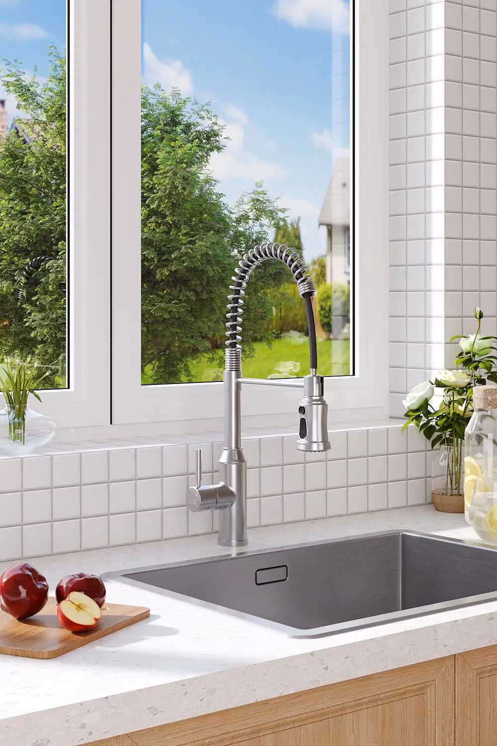 Living and Home Silver Stainless Steel Kitchen Sink Tap with Swivel Pulldown Spout and Pull-out Spray Function – 2