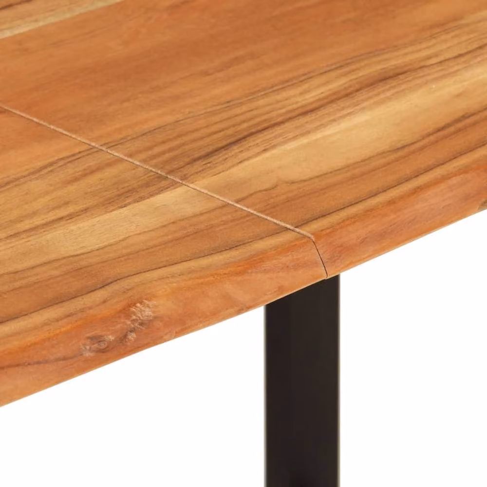 Berkfield Home Brown Solid Acacia Wood Live Edge Dining Table, W/D/H: 140 x 70 x 76 cm – 5