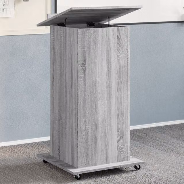 Berkfield Home Lectern with Wheels and Drawer in Grey Sonoma, W/D/H: 55 x 55 x 107 cm