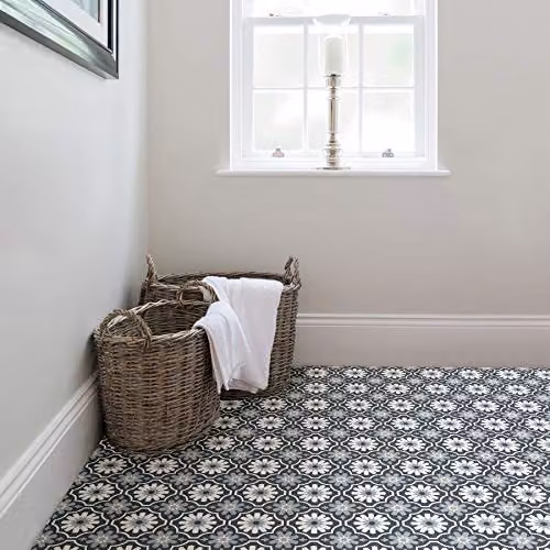 FloorPops FP2944 Sevilla Self-Adhesive Peel and Stick Floor Tiles, Grey, W: 60.96 cm, L: 152.4 cm, T: 0.15 cm – 3