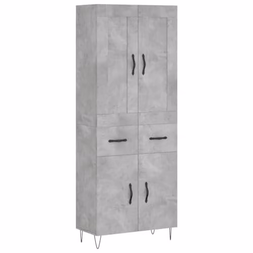 vidaXL Industrial Style Highboard Sideboard in Concrete Grey with Drawers and Doors
