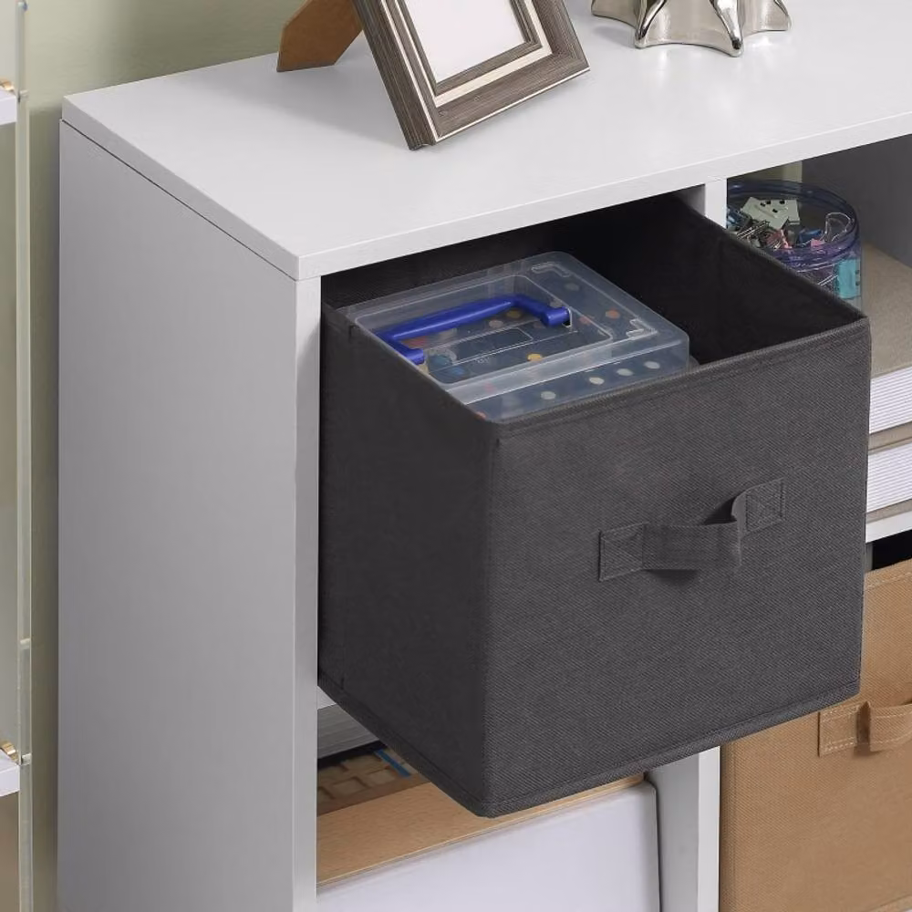 STILVORA White Modern Freestanding Storage Unit with Fabric Drawers – 4