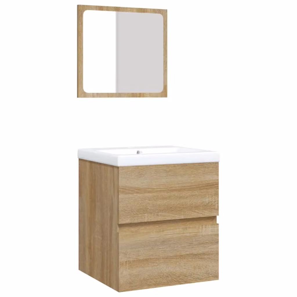 Berkfield Home Sonoma Oak Bathroom Sink Cabinet with Basin and Mirror in Brown – 2