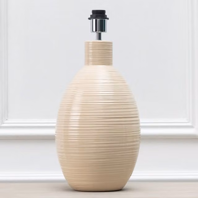 Voyage Maison Epona Minimalist Oval Ceramic Tabletop Lamp Base in Beige