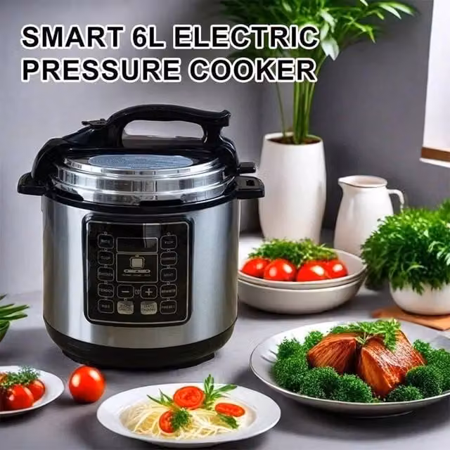 PAWNORA 6L Smart Electric Pressure Cooker in Silver with Stainless Steel Finish and Keep Warm Function