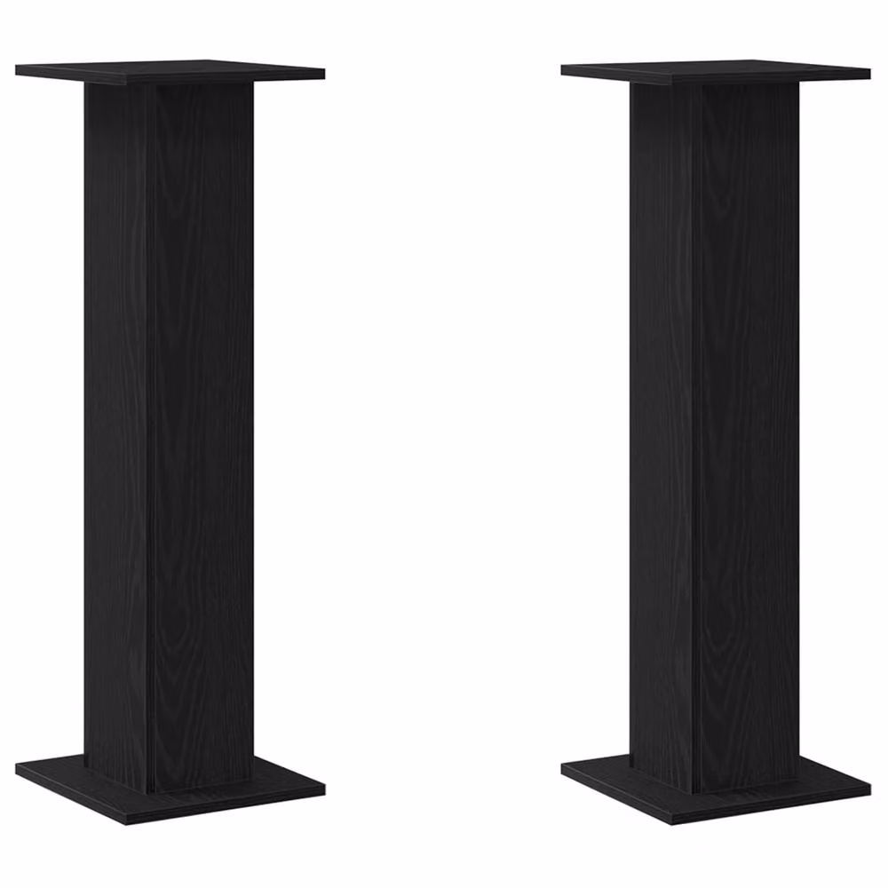 Berkfield Home 2-Piece Black Oak Plant Stand Set, Engineered Wood, W/D/H: 30 x 30 x 95 cm – 2