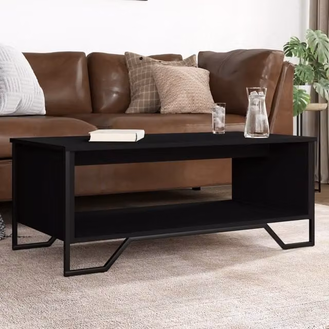 Berkfield Home Modern Black Rectangular Coffee Table, W/D/H: 100 x 51 x 40 cm – 1