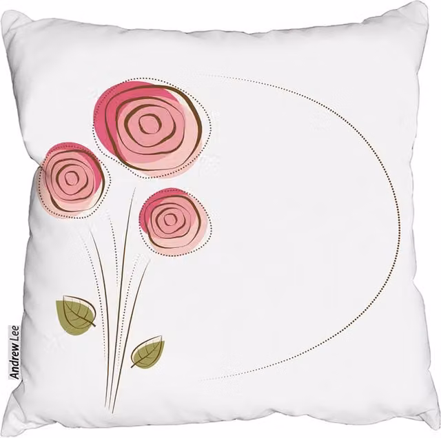 Andrew Lee Rose Drawing Square Cushion, White, W/D/H: 60 x 60 x 60 cm