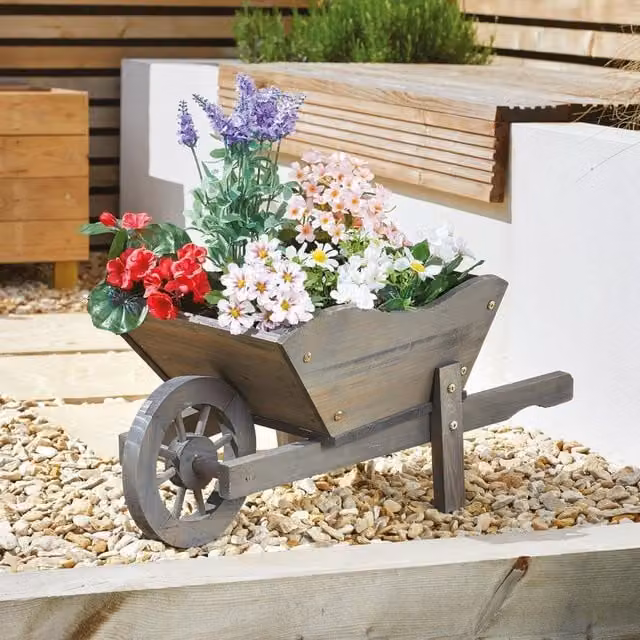 Marco Paul Large Wheelbarrow Flower Garden Planter, Grey – 1