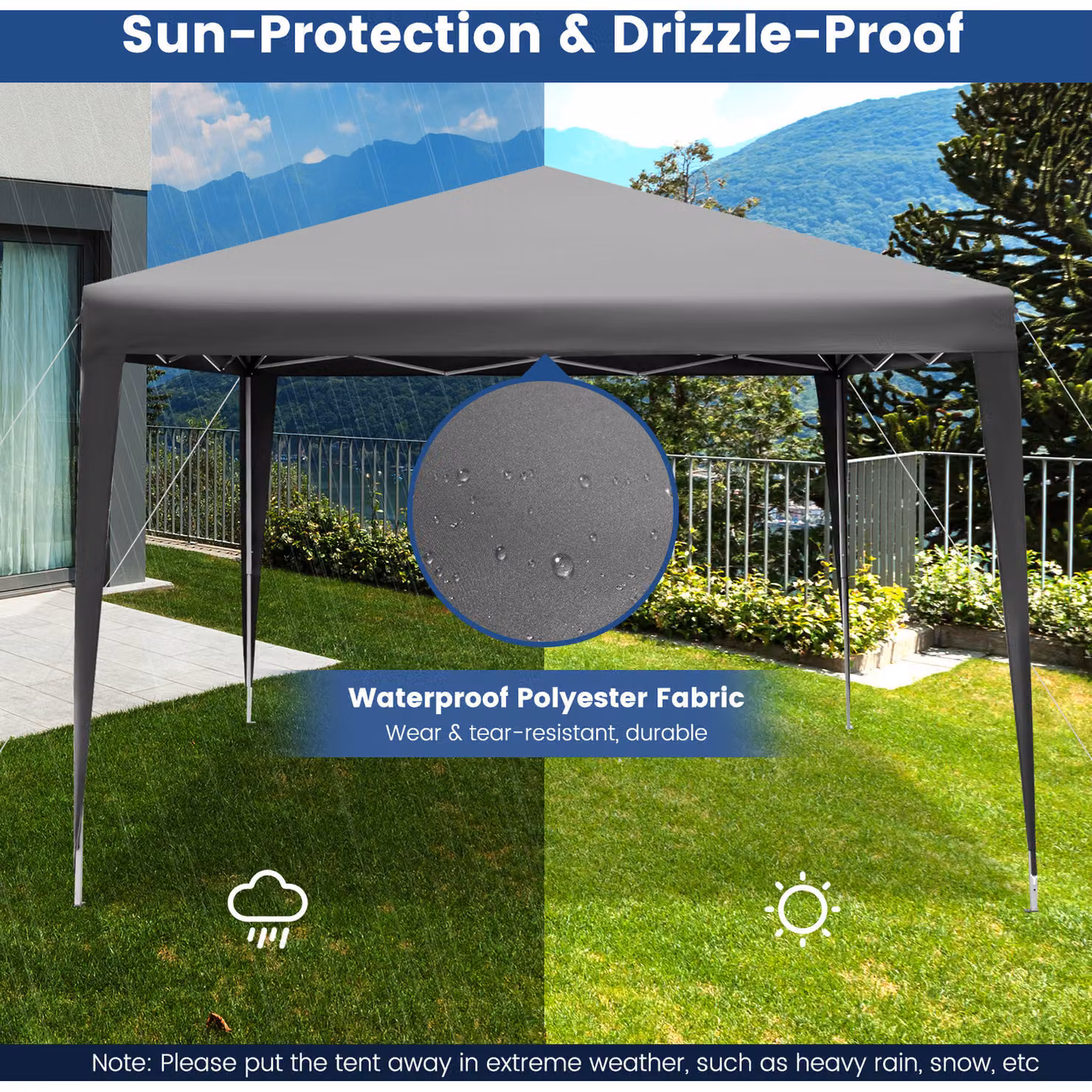 Costway Outdoor Instant Pop-up Canopy Sun Shelter, Grey – 2