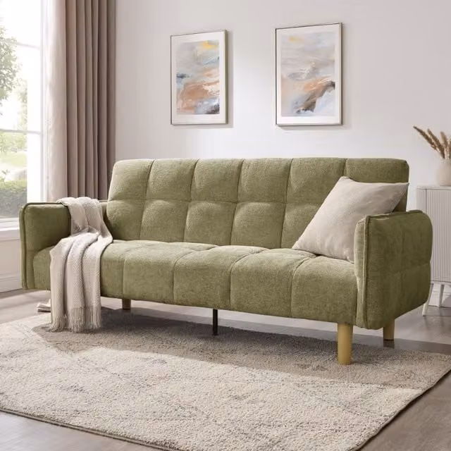 Home Detail Bergamot 3 Seater Upholstered Sofa Bed in Green