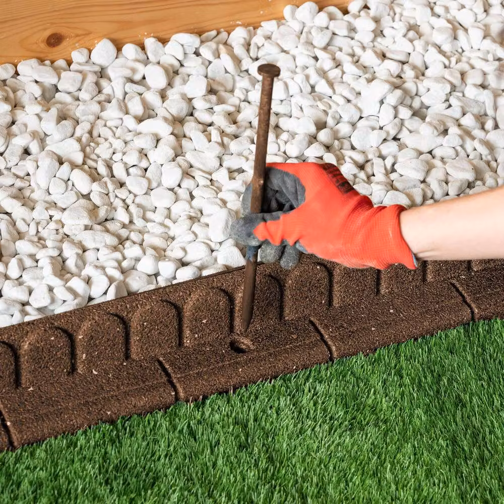 Nicoman Flexible Rubber Garden Edging Border, Brown, 12 Pack, Length: 1.2 m – 3