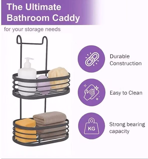 EONLION Hanging Rustproof Shower Caddy Organizer Rack in Grey – 1
