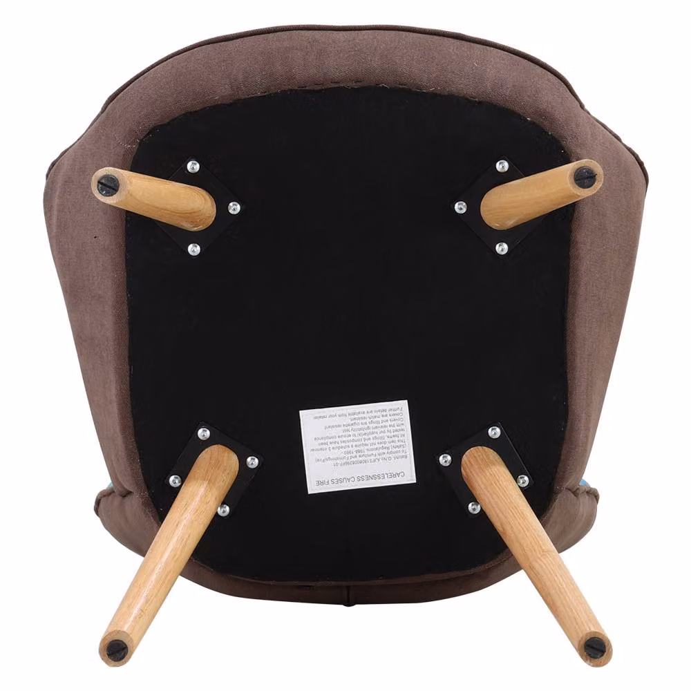 Garden Sanctuary Modern Tufted Button Linen Armchair with Wooden Legs in Multicolour – 5