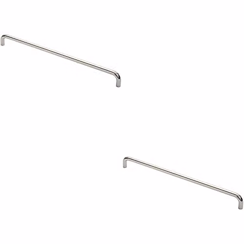 Loops 2 Pack Round D Bar Pull Handles in Bright Stainless Steel, Fixing Centres: 600 mm, W/D/H: 619 x 19 mm