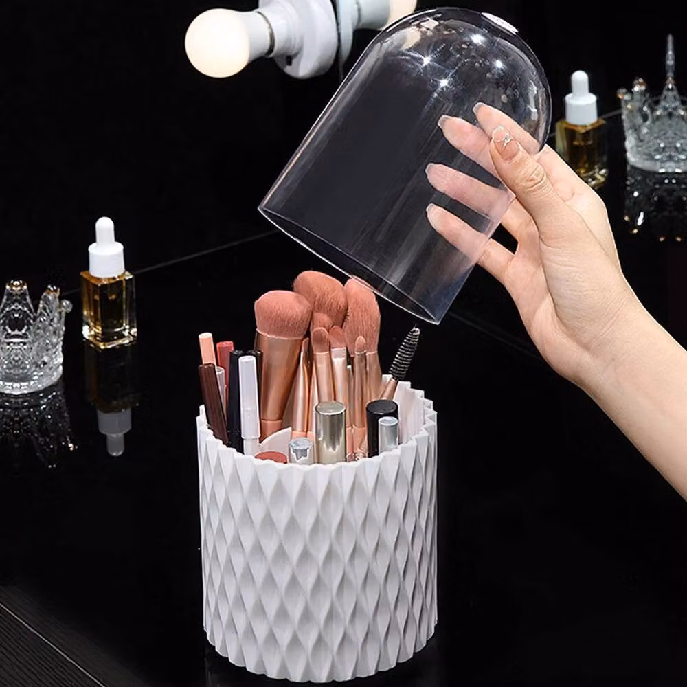 EONLION 360 Rotating Makeup Brush Storage Box in White, W/D/H: 5 x 5 x 5 cm – 4
