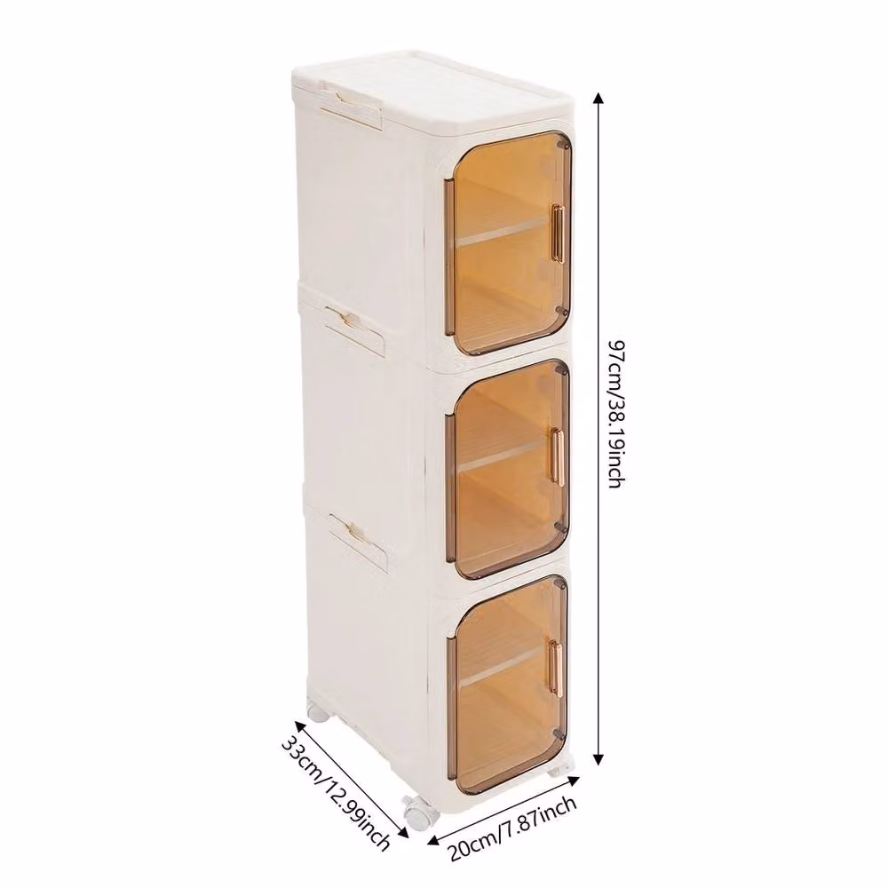 NESTLUNE 3 Tier Narrow Bathroom Storage Cabinet in White