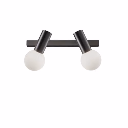 LEDS C4 Mist Double Bathroom Twin Wall Light in Metallic Black with E14 Base